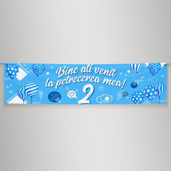 Baner aniversar "Bine ati venit la petrecerea mea!"